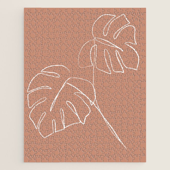 Monstera minimal - earth Jigsaw Puzzle Gallery Image 1