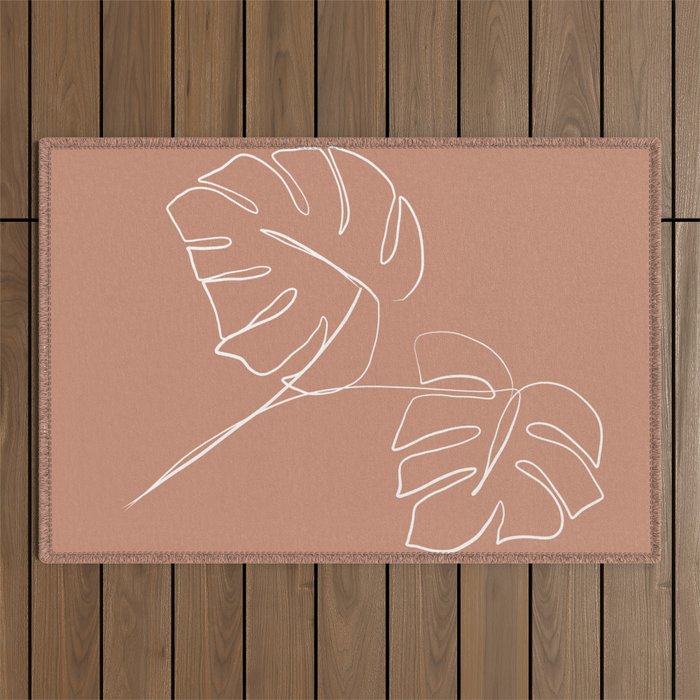 Monstera minimal - earth Outdoor Rug Gallery Image 1