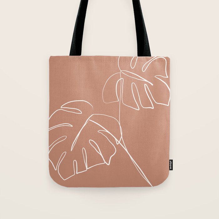 Monstera minimal - earth Tote Bag Gallery Image 1