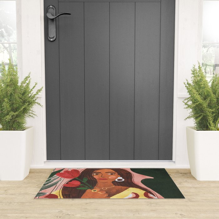 Lady with Tulip Welcome Mat Gallery Image 3