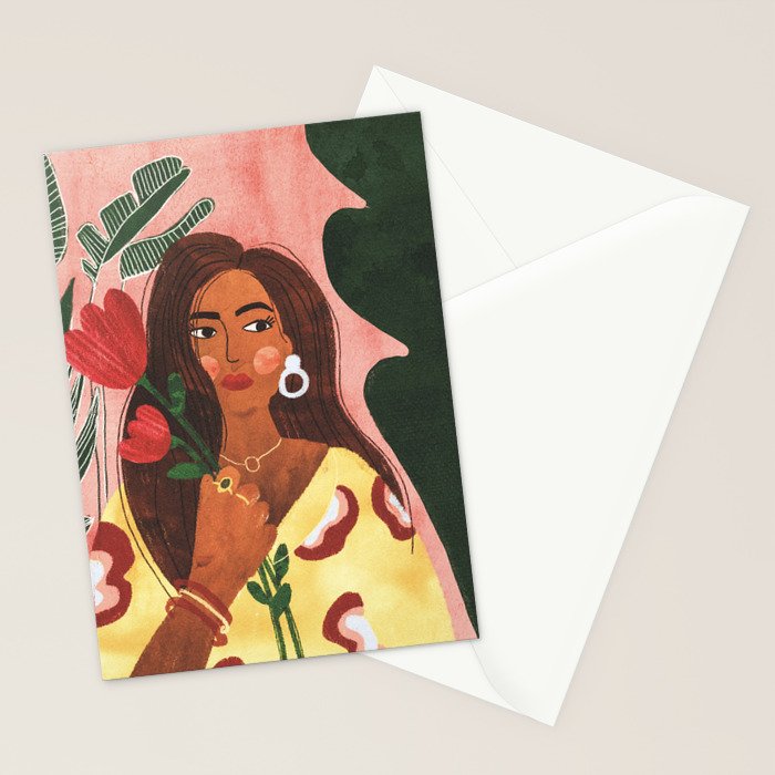 Lady with Tulip Stationery Card Gallery Image 2