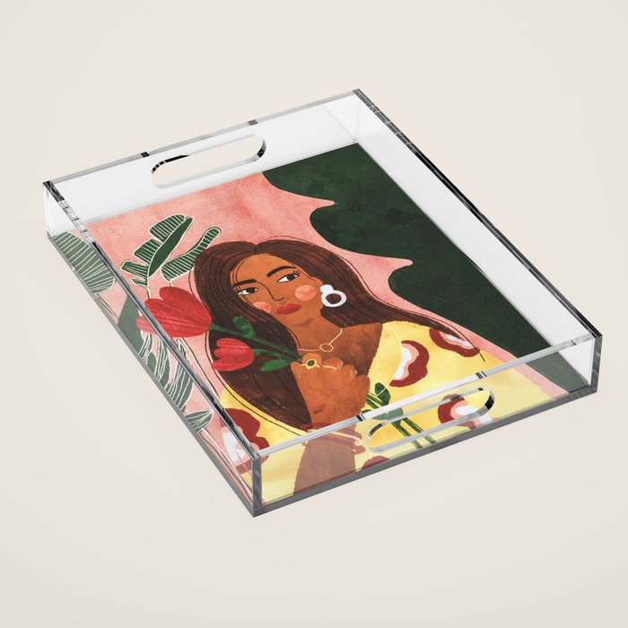 Lady with Tulip Acrylic Tray Gallery Image 1