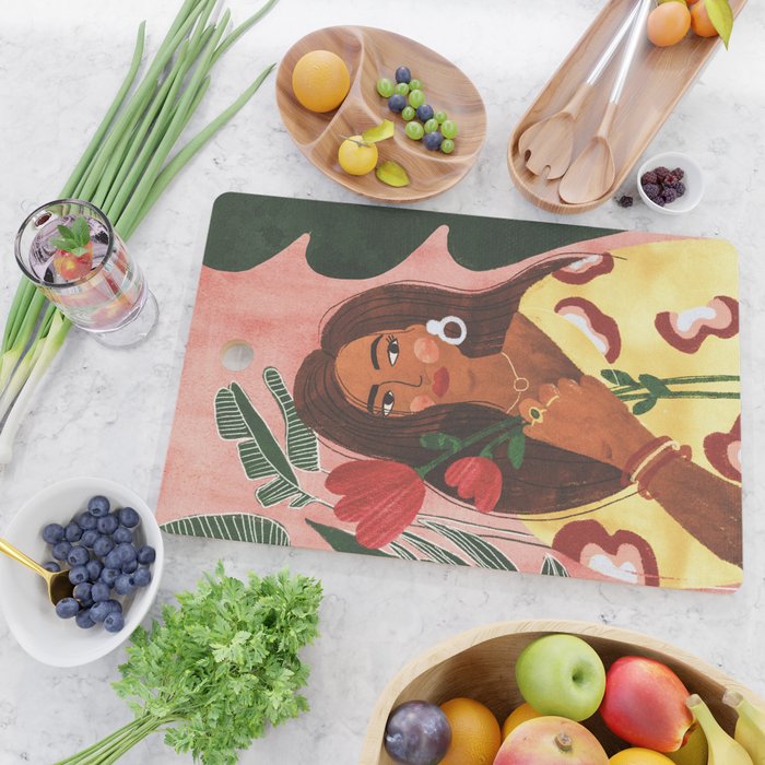 Lady with Tulip Cutting Board Gallery Image 2
