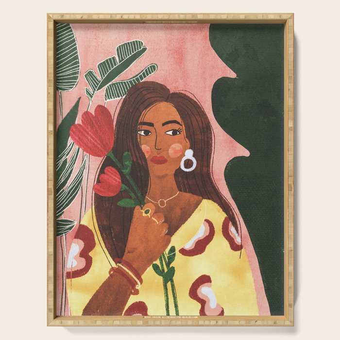 Lady with Tulip Serving Tray Gallery Image 1