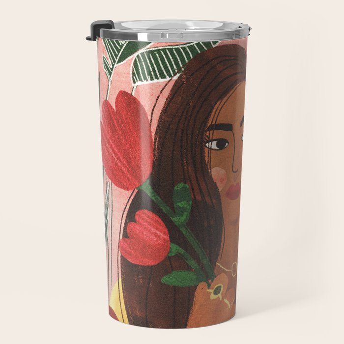 Lady with Tulip Travel Mug Gallery Image 3