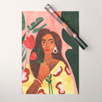 Lady with Tulip Wrapping Paper Gallery Image 1