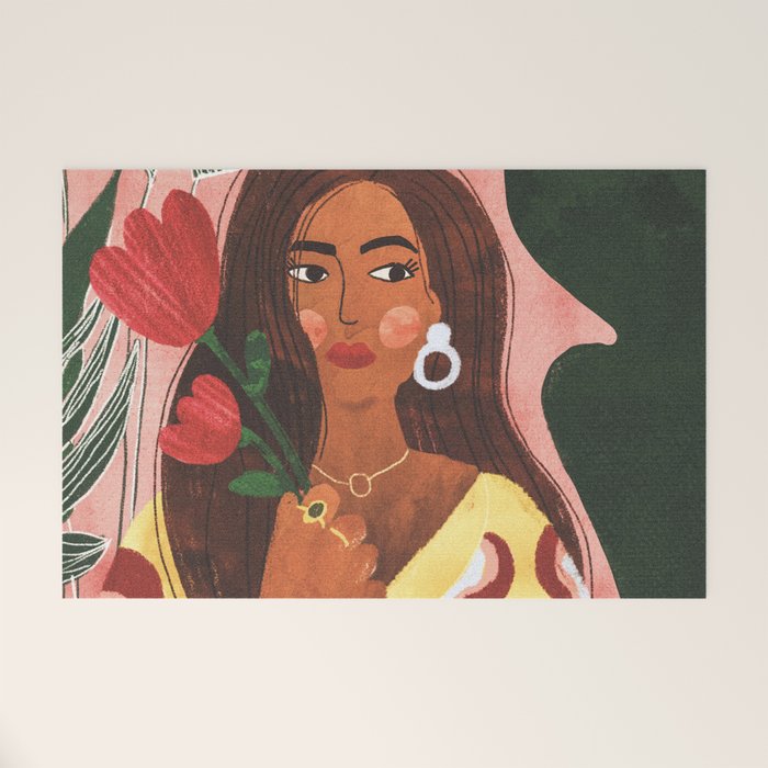 Lady with Tulip Welcome Mat Gallery Image 1