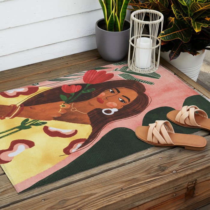 Lady with Tulip Outdoor Rug Gallery Image 2