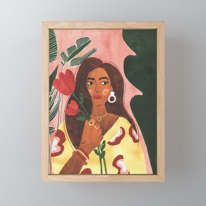 Lady with Tulip Mini Art Print Gallery Image 1