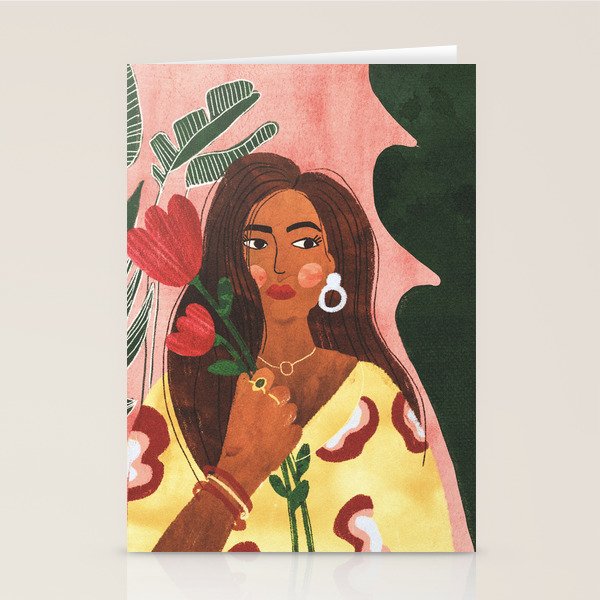 Lady with Tulip Stationery Card Gallery Image 2