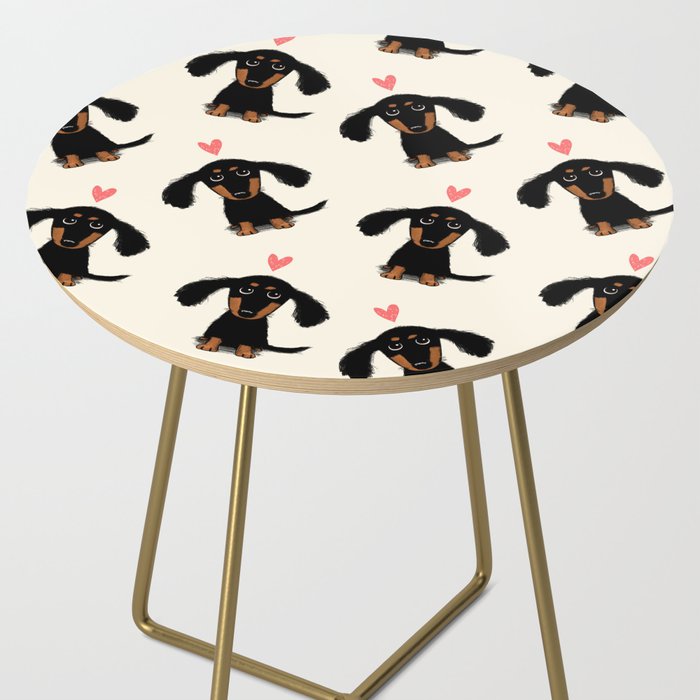Dachshund Love | Cute Longhaired Black and Tan Wiener Dog Side Table Gallery Image 2