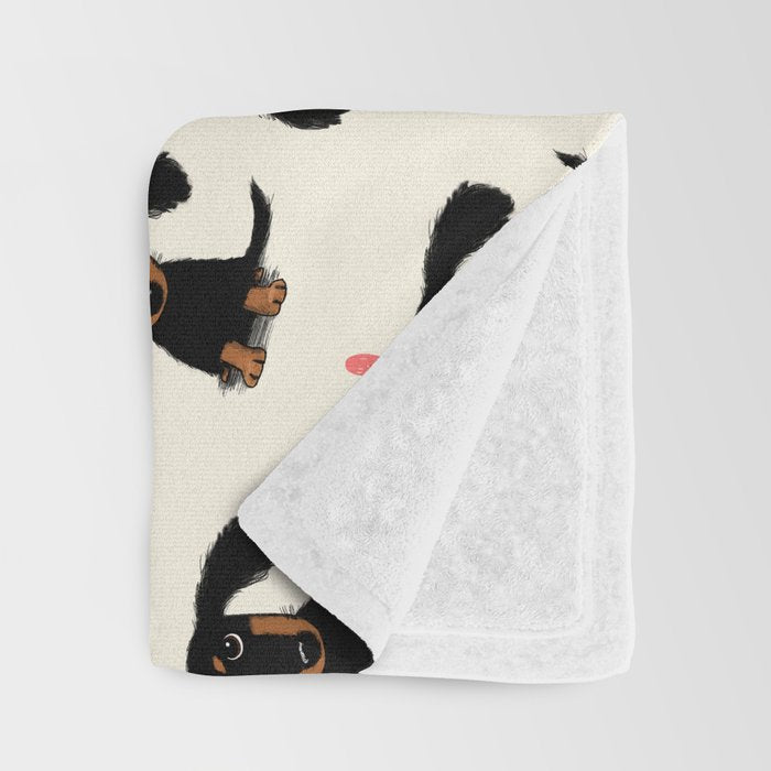 Dachshund Love | Cute Longhaired Black and Tan Wiener Dog Throw Blanket Gallery Image 3