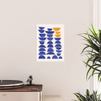 'Sunset Eyes' Mid Century Modern Minimalist Paper Collage Semicircles Blue Yellow Colors Poster Gallery Image 2