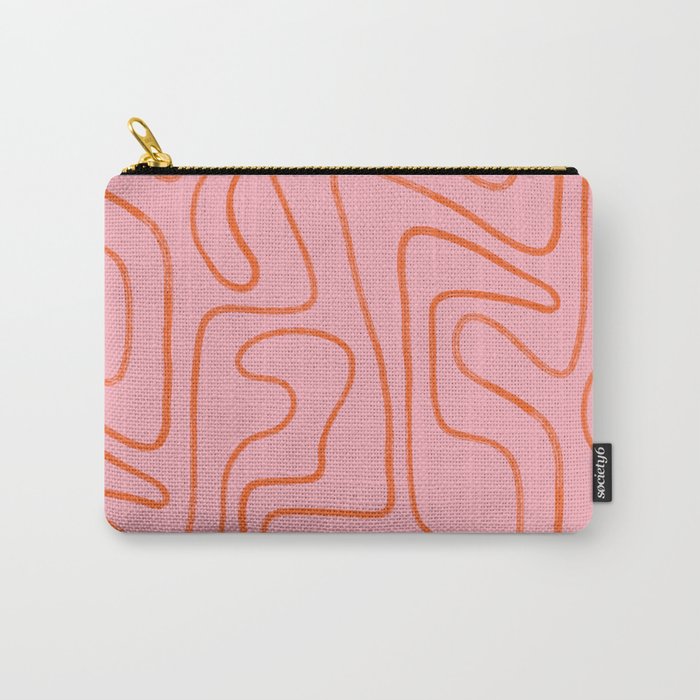 Abstract Line Pink and Orange Carry All Pouch Gallery Image 1