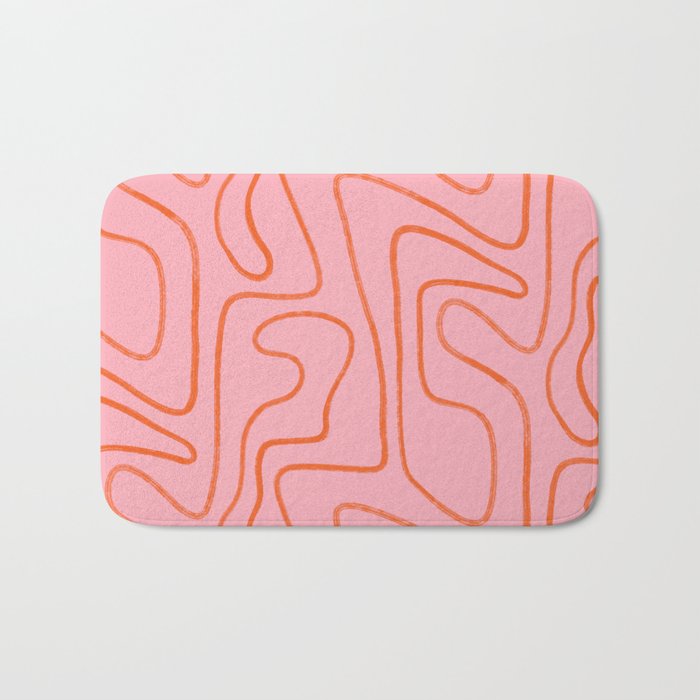 Abstract Line Pink and Orange Bath Mat Gallery Image 1