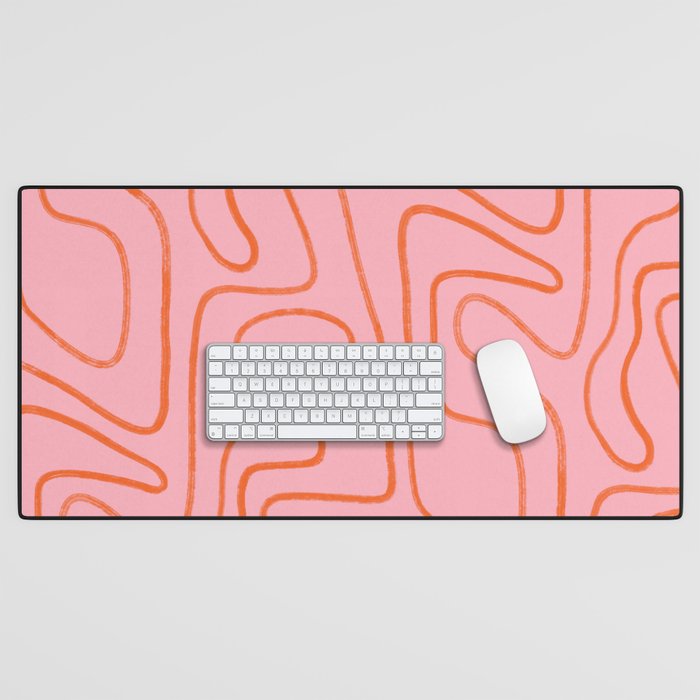 Abstract Line Pink and Orange Desk Mat Gallery Image 1