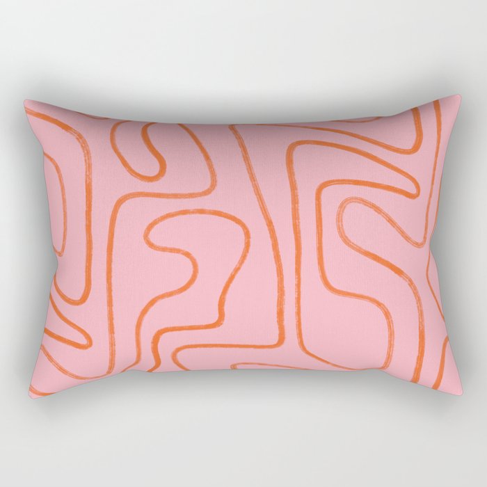 Abstract Line Pink and Orange Rectangular Pillow Gallery Image 1