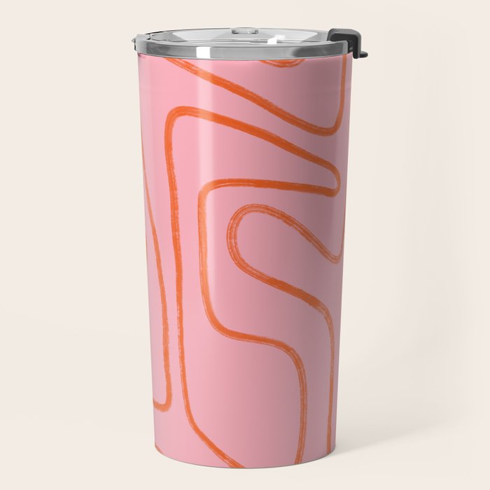 Abstract Line Pink and Orange Travel Mug Gallery Image 2
