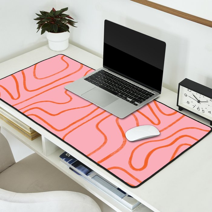 Abstract Line Pink and Orange Desk Mat Gallery Image 2
