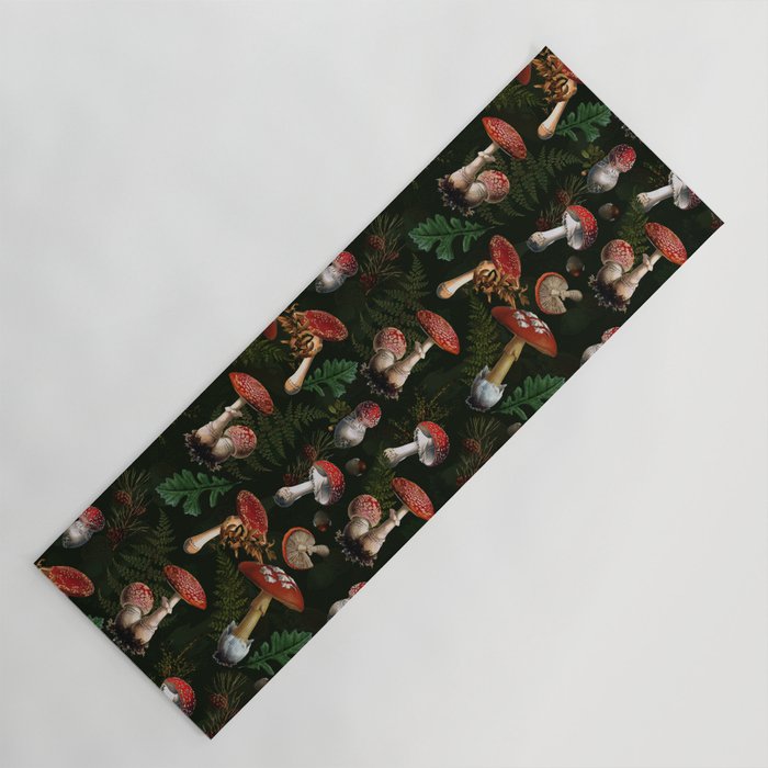 Vintage Dark Night Mushroom Forest Yoga Mat Gallery Image 1