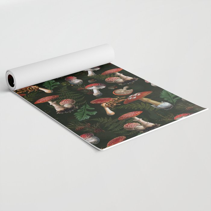 Vintage Dark Night Mushroom Forest Yoga Mat Gallery Image 2