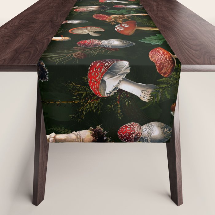Vintage Dark Night Mushroom Forest Table Runner Gallery Image 1