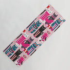 Feline Christmas vibes // pastel pink background green fuchsia pink white and black kittens Yoga Mat Gallery Image 1