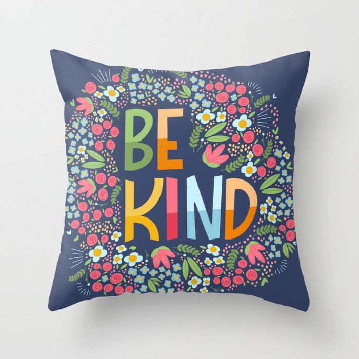 Be kind, floral Throw Pillow Gallery Image 6