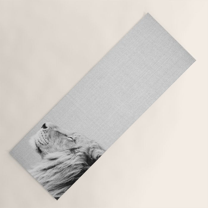 Lion Portrait - Black & White Yoga Mat Gallery Image 1