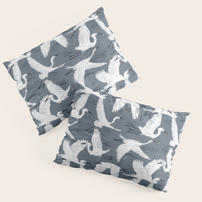 Soaring Wings - Steel Blue Grey Pillow Sham Gallery Image 3