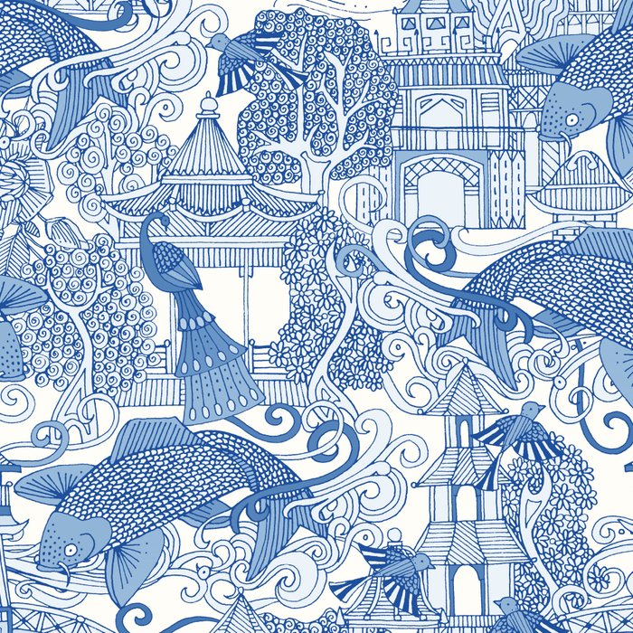 chinoiserie toile blue Coffee Mug Gallery Image 2