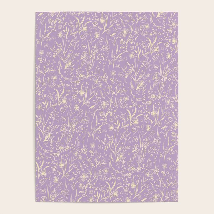 Wild Garden Drawing (Lilac) Poster Gallery Image 4