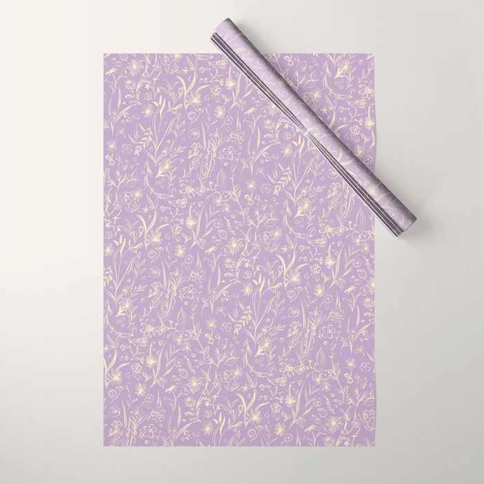 Wild Garden Drawing (Lilac) Wrapping Paper Gallery Image 1