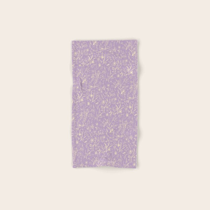 Wild Garden Drawing (Lilac) Bath Towel Gallery Image 1