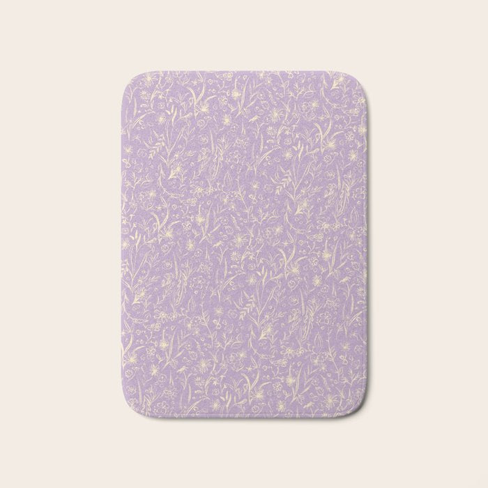 Wild Garden Drawing (Lilac) Bath Mat Gallery Image 1