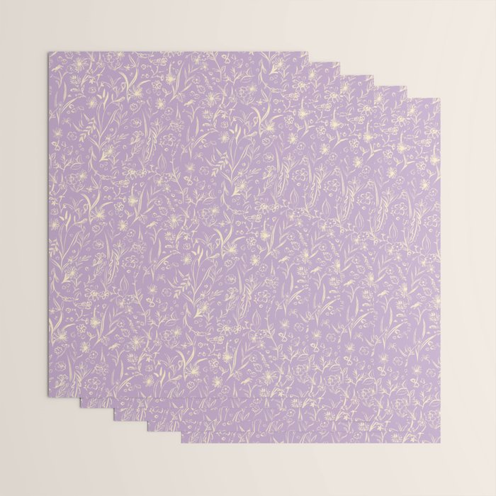 Wild Garden Drawing (Lilac) Wrapping Paper Gallery Image 3