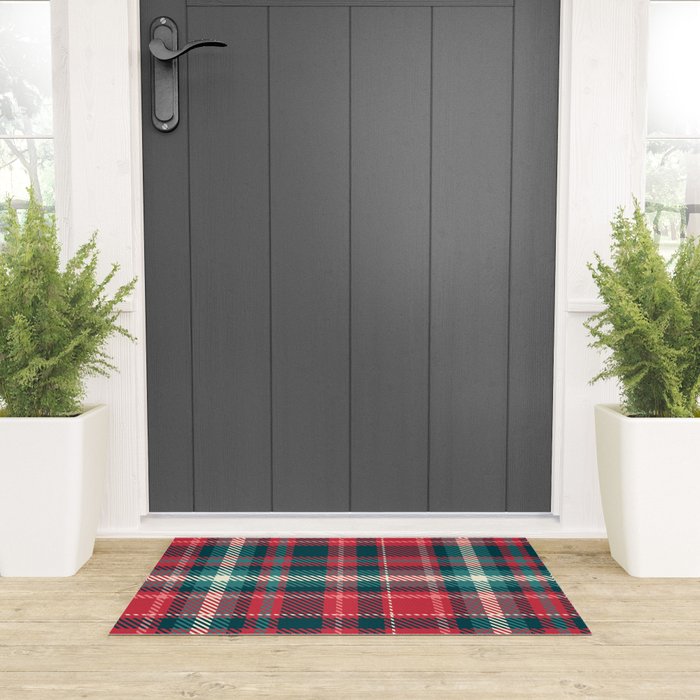 Classic Christmas Plaid Welcome Mat Gallery Image 3