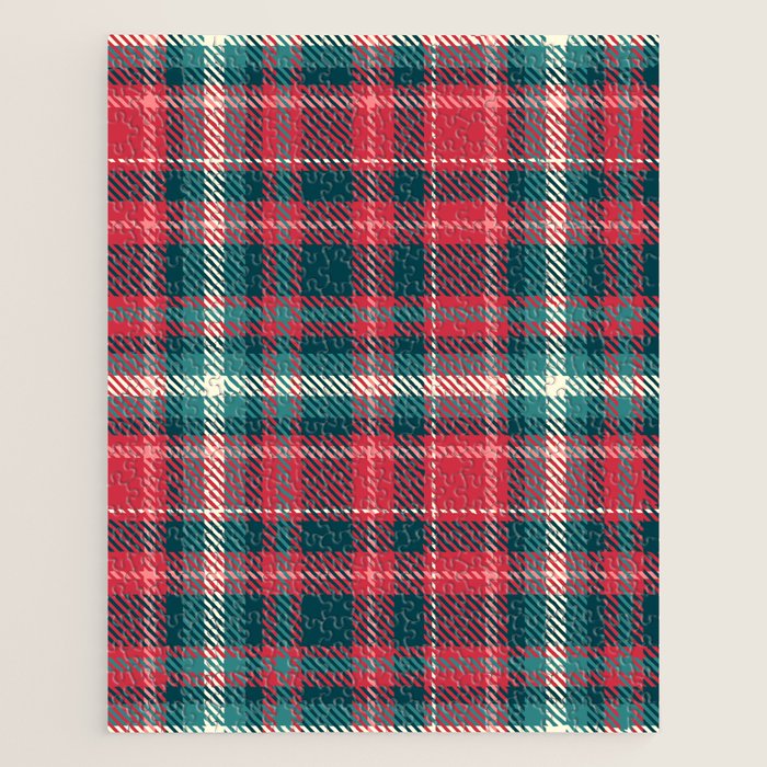 Classic Christmas Plaid Jigsaw Puzzle Gallery Image 1