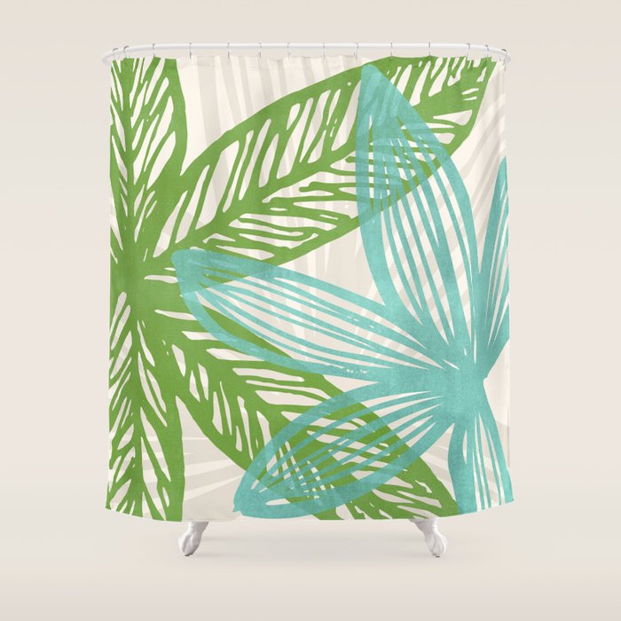 Abstract Coastal Flora Shower Curtain Gallery Image 1