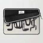 Mid Century Modern Minimalist Abstract Art Brush Strokes Black & White Ink Art Pipe Maze Laptop Sleeve Gallery Image 2