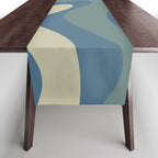 Modern Retro Liquid Swirl Abstract Pattern Square in Vintage Blue Table Runner Gallery Image 1