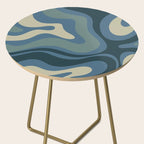 Modern Retro Liquid Swirl Abstract Pattern Square in Vintage Blue Side Table Gallery Image 2