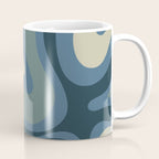 Modern Retro Liquid Swirl Abstract Pattern Square in Vintage Blue Coffee Mug Gallery Image 1