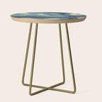 Modern Retro Liquid Swirl Abstract Pattern Square in Vintage Blue Side Table Gallery Image 1