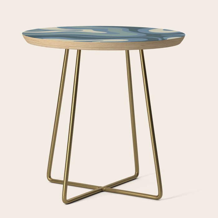 Modern Retro Liquid Swirl Abstract Pattern Square in Vintage Blue Side Table Gallery Image 1