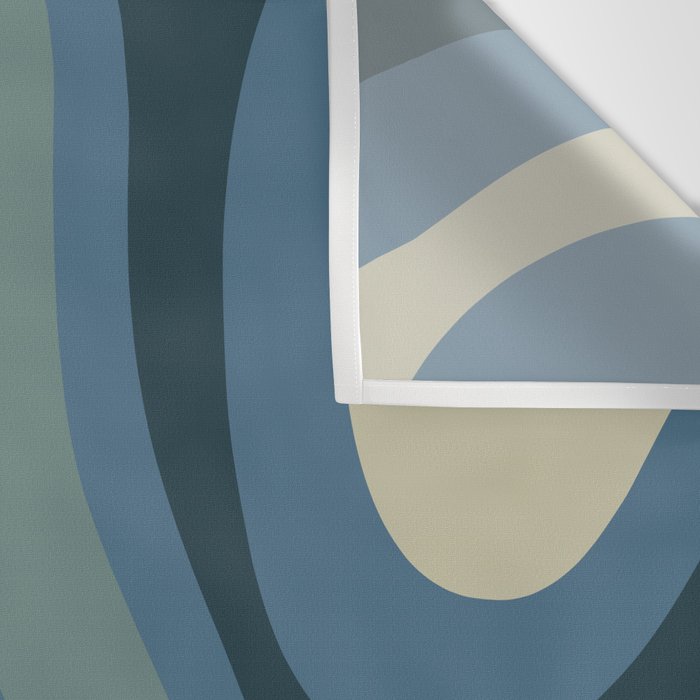 Modern Retro Liquid Swirl Abstract Pattern Square in Vintage Blue Wall Tapestry Gallery Image 3