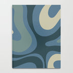 Modern Retro Liquid Swirl Abstract Pattern Square in Vintage Blue Notebook Gallery Image 4