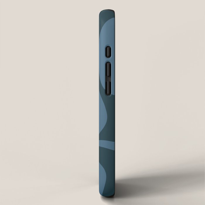 Modern Retro Liquid Swirl Abstract Pattern Square in Vintage Blue iPhone Case Gallery Image 2