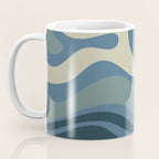 Modern Retro Liquid Swirl Abstract Pattern Square in Vintage Blue Coffee Mug Gallery Image 3