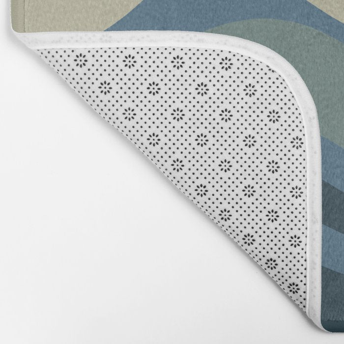 Modern Retro Liquid Swirl Abstract Pattern Square in Vintage Blue Bath Mat Gallery Image 2